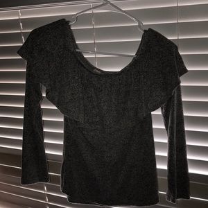 soft gray off the shoulder top